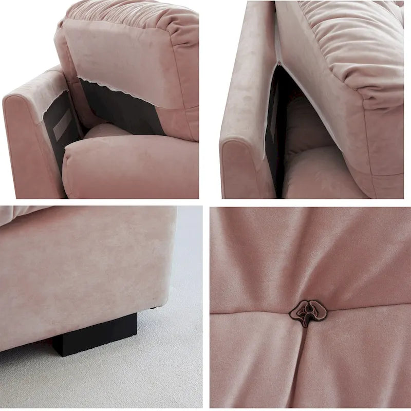 Contemporary Tufted Velvet Sofa with Padded Arms and Pine Frame