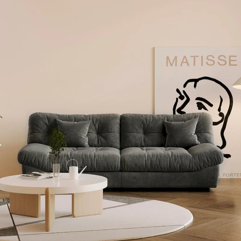 Contemporary Tufted Velvet Sofa with Padded Arms and Pine Frame