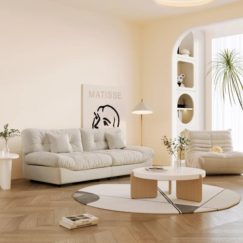 Contemporary Tufted Velvet Sofa with Padded Arms and Pine Frame