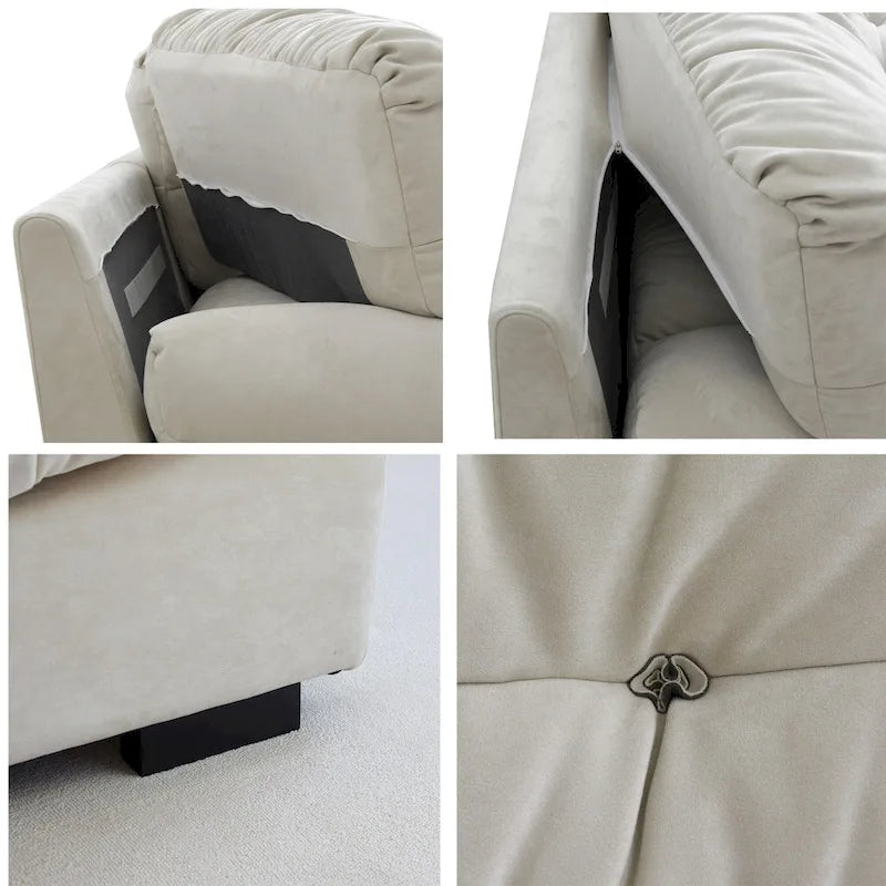 Contemporary Tufted Velvet Sofa with Padded Arms and Pine Frame