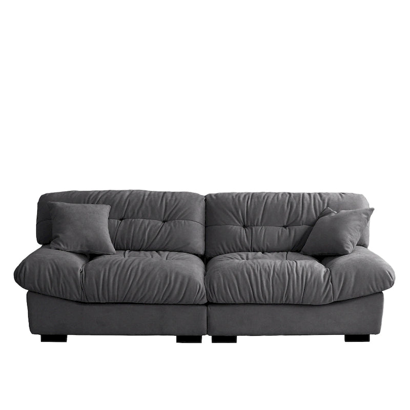 Contemporary Tufted Velvet Sofa with Padded Arms and Pine Frame