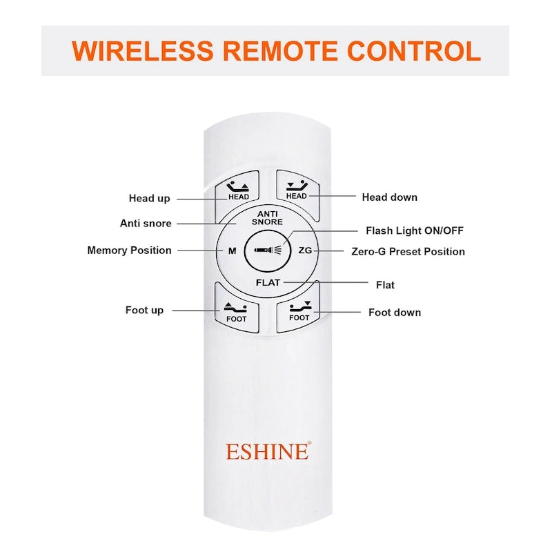 Adjustable Steel Bed Base with Wireless Remote and Memory Positions