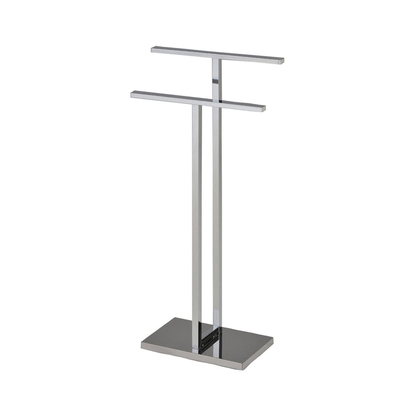 Freestanding Glossy Metal Towel Rack with Two Bars Weighted Base