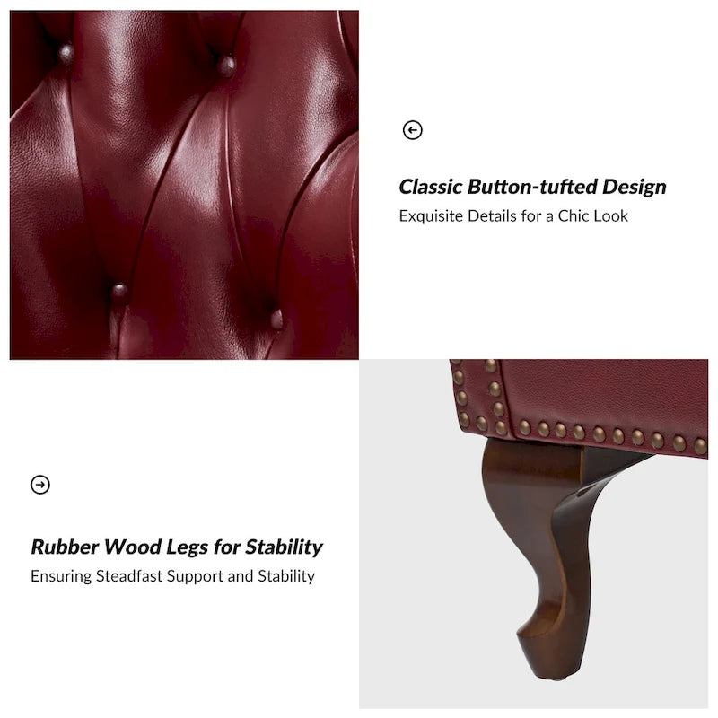 Poltrona trapuntata con schienale alto e borchie decorative, cuscino di seduta rimovibile