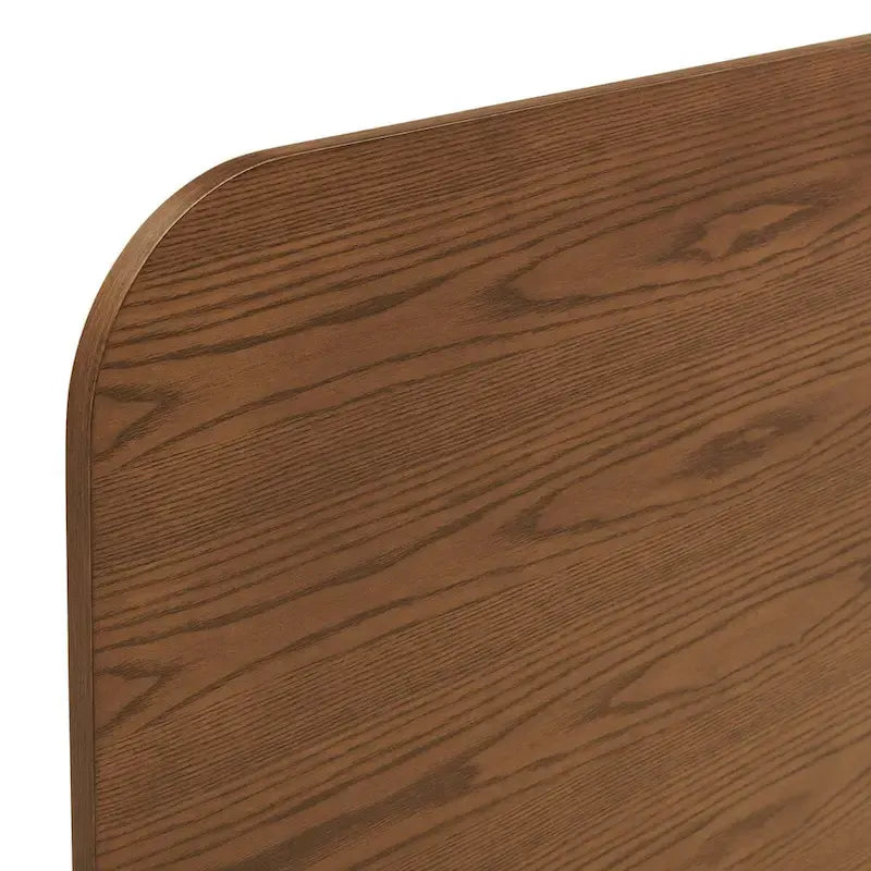 Walnut Queen Platform Bed with Rounded Headboard and Wood Slats