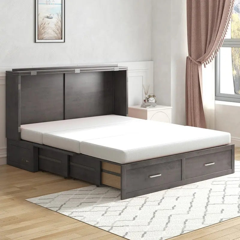 Umwandelbares Queensize-Schrankbett mit Stauraumschublade und Ladestation
