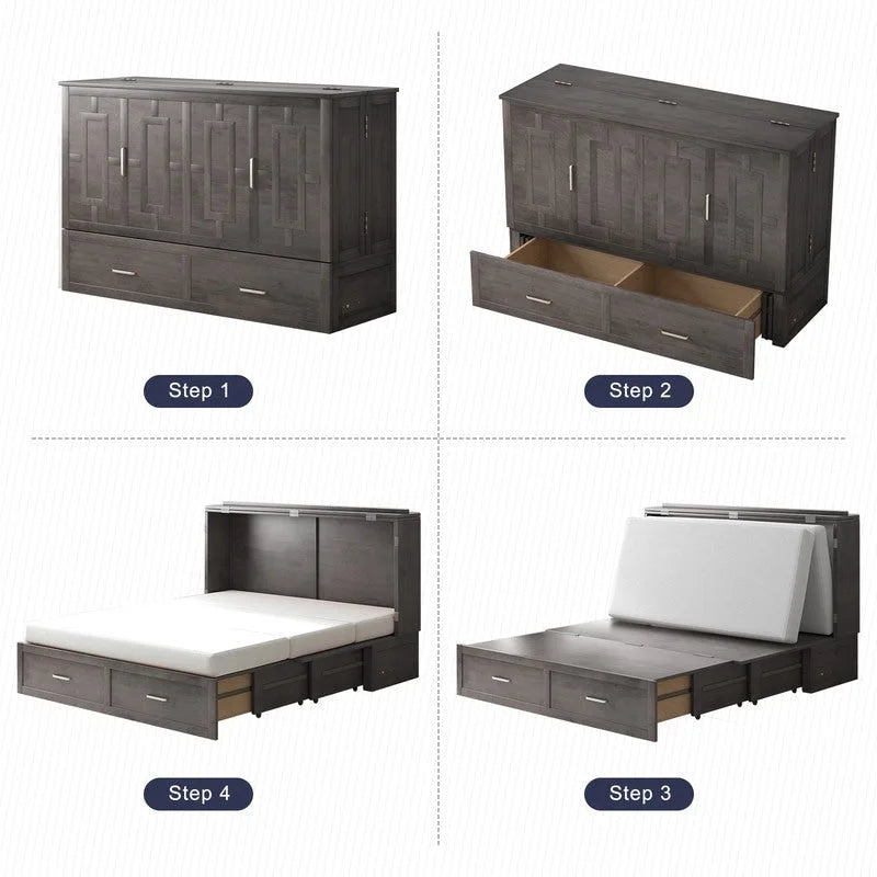 Umwandelbares Queensize-Schrankbett mit Stauraumschublade und Ladestation