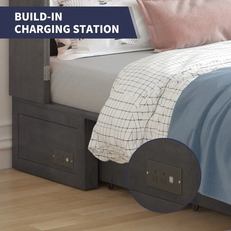 Umwandelbares Queensize-Schrankbett mit Stauraumschublade und Ladestation