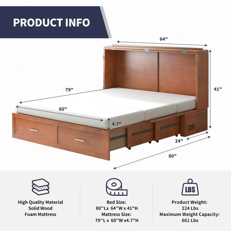 Umwandelbares Queensize-Schrankbett mit Stauraumschublade und Ladestation