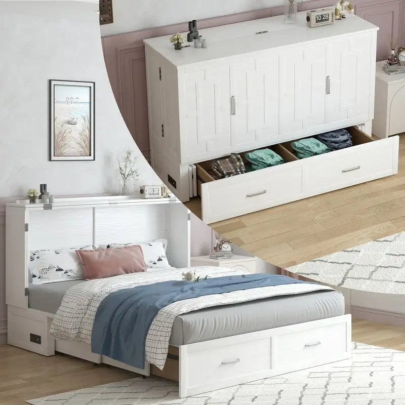 Umwandelbares Queensize-Schrankbett mit Stauraumschublade und Ladestation