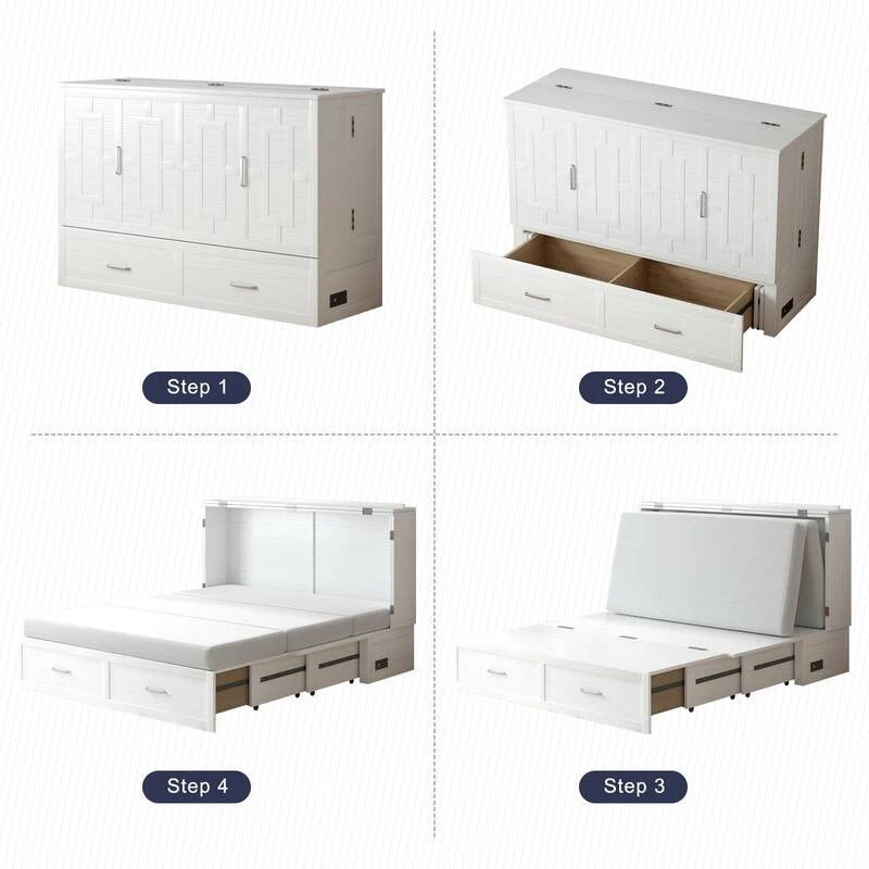 Umwandelbares Queensize-Schrankbett mit Stauraumschublade und Ladestation