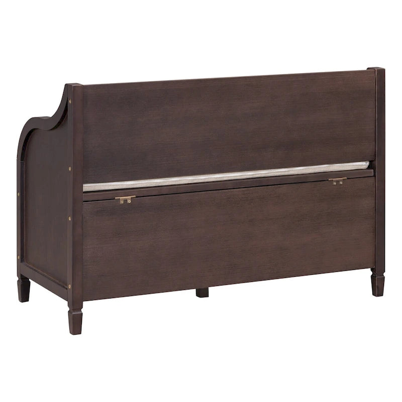 Rustic Entryway Storage Bench with Lift Top and Paneled Front