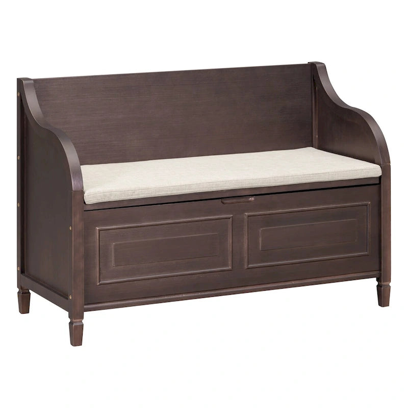 Rustic Entryway Storage Bench with Lift Top and Paneled Front
