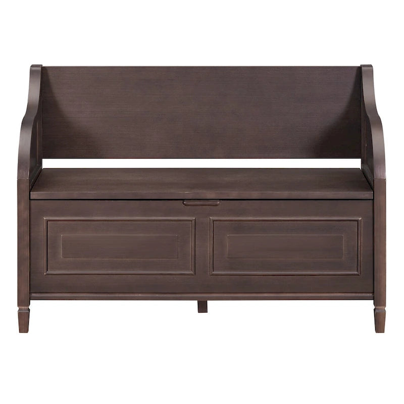 Rustic Entryway Storage Bench with Lift Top and Paneled Front