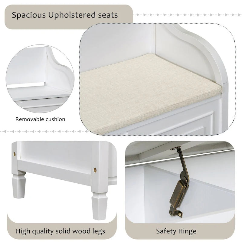 Rustic Entryway Storage Bench with Lift Top and Paneled Front