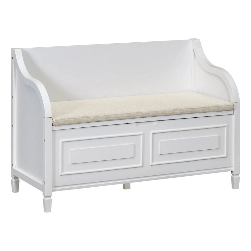 Rustic Entryway Storage Bench with Lift Top and Paneled Front