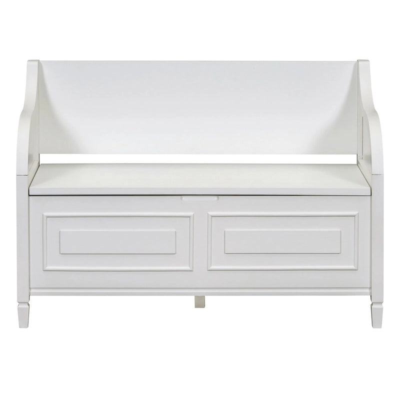 Rustic Entryway Storage Bench with Lift Top and Paneled Front