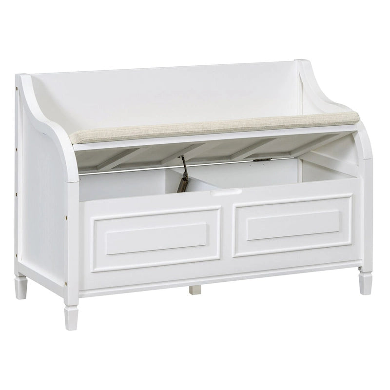 Rustic Entryway Storage Bench with Lift Top and Paneled Front