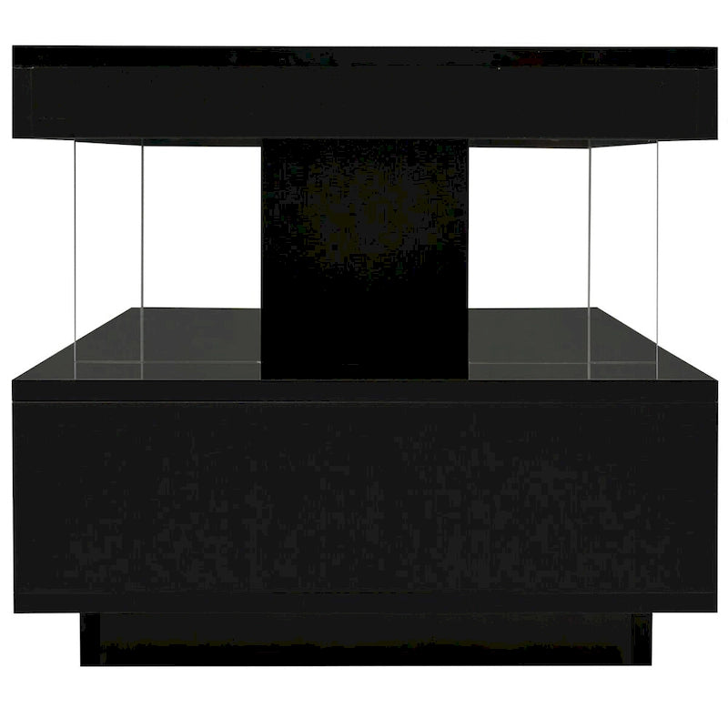 Modern Glossy LED Coffee Table with Drawers and Display Shelves