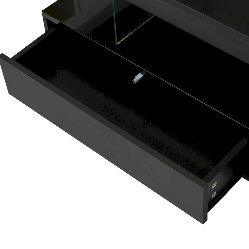 Modern Glossy LED Coffee Table with Drawers and Display Shelves