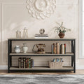 Industrial Console Table with Three Tiers and Cross Braced Sides