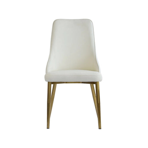 Beige Faux Leather Dining Chair with High Back Metal Legs