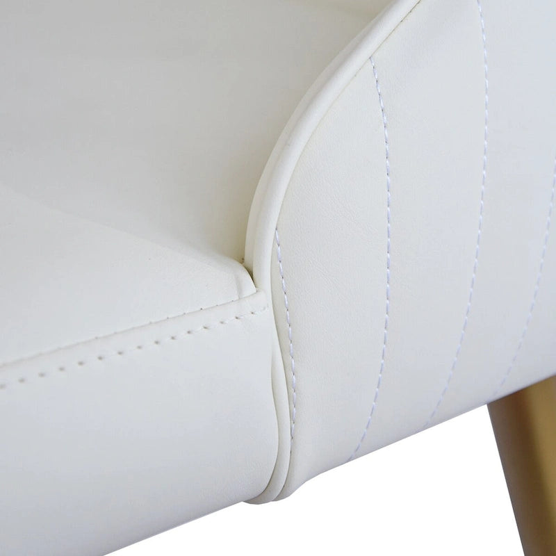 Beige Faux Leather Dining Chair with High Back Metal Legs