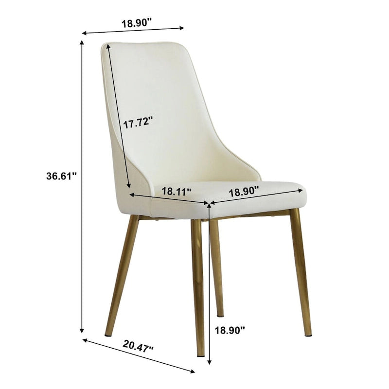 Beige Faux Leather Dining Chair with High Back Metal Legs