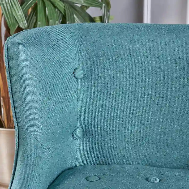 Dark Teal Fabric Accent Chair with Tufting and Nailhead Trim