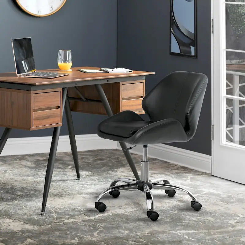 Calico Designs Black Pearl Faux Leather Adjustable Office Chair
