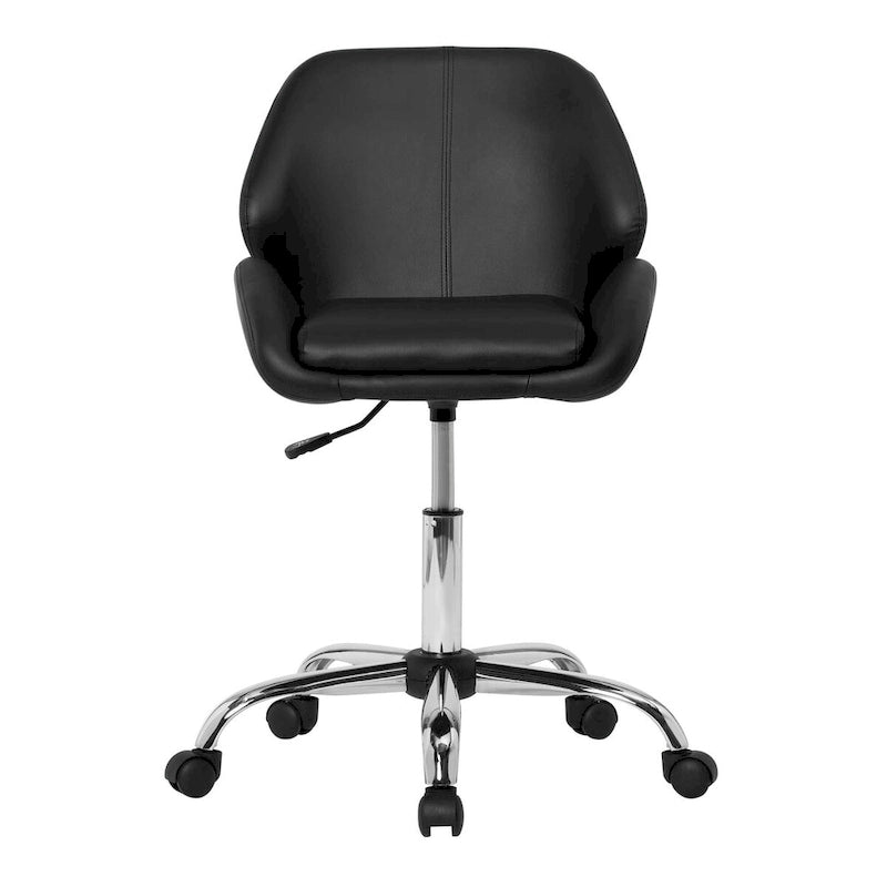 Black Vinyl Adjustable Office Chair with Contoured Back Chrome Base