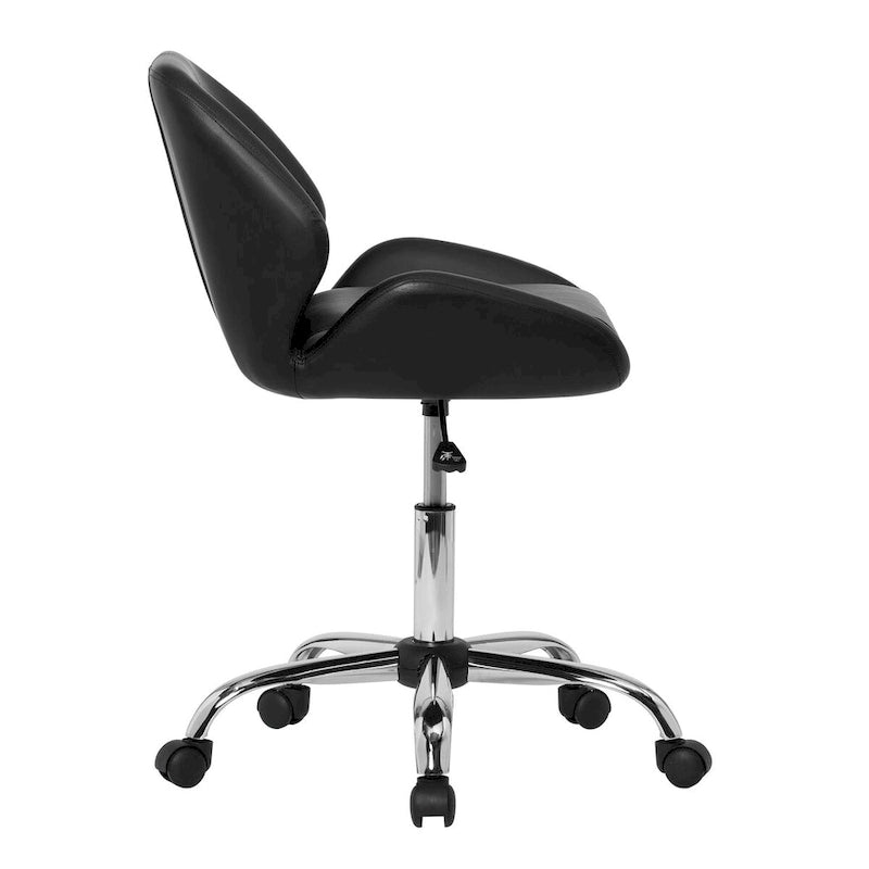 Black Vinyl Adjustable Office Chair with Contoured Back Chrome Base