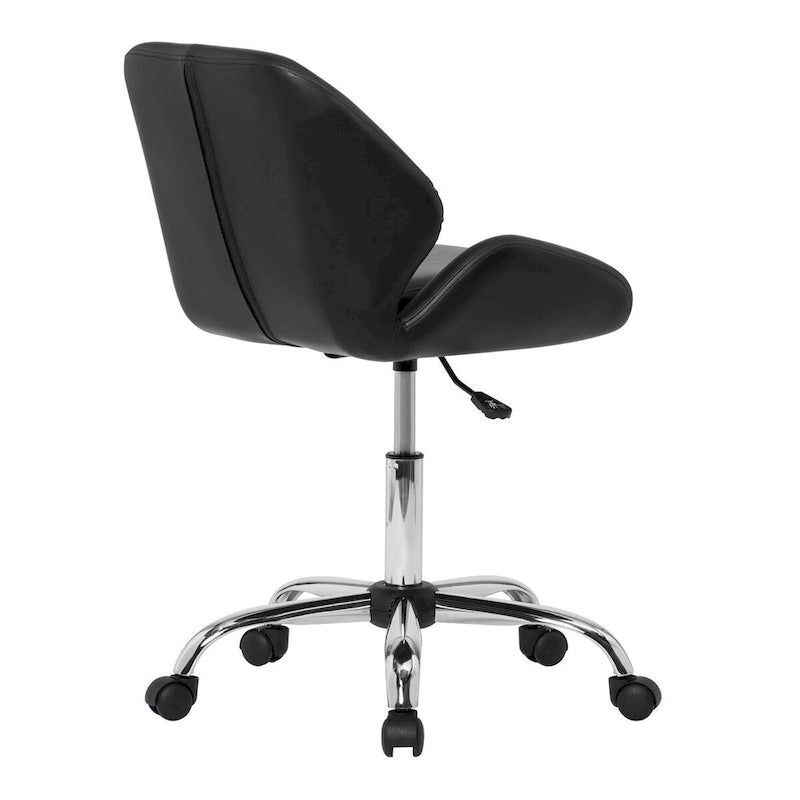 Black Vinyl Adjustable Office Chair with Contoured Back Chrome Base