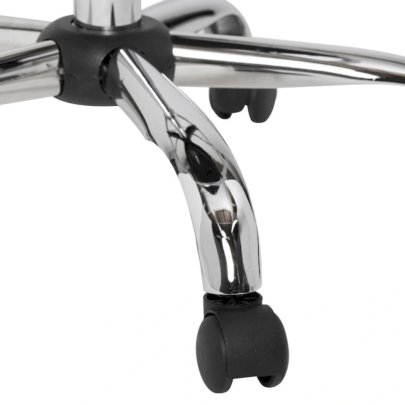 Black Vinyl Adjustable Office Chair with Contoured Back Chrome Base