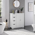 Mobile contenitore da bagno bianco indipendente con quattro cassetti e ante