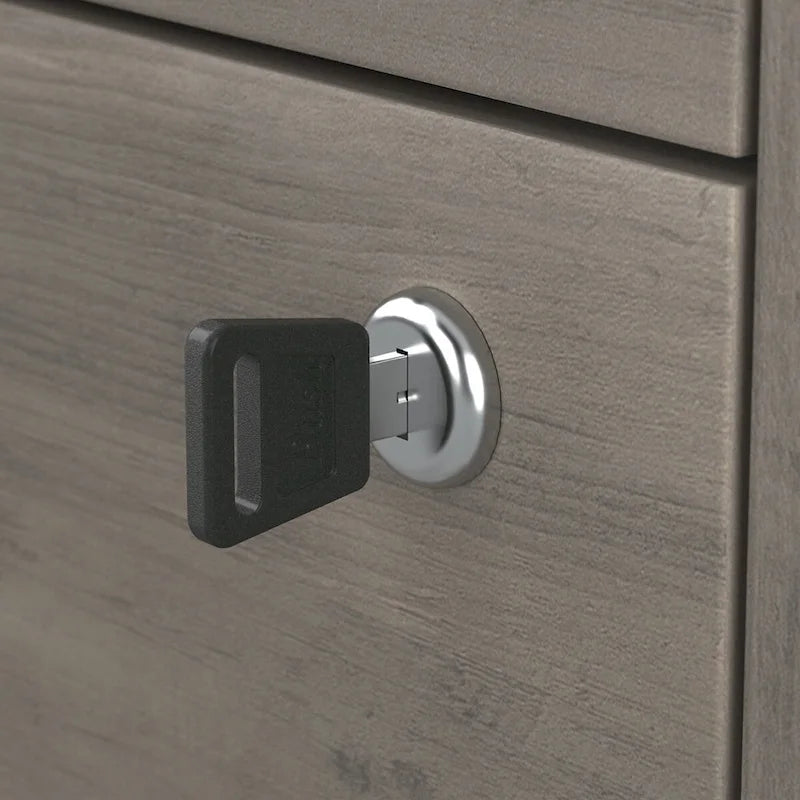 Farmhouse Two Drawer Lateral File Cabinet with Lock Silver Hardware