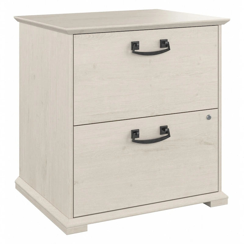 Farmhouse Two Drawer Lateral File Cabinet with Lock Silver Hardware