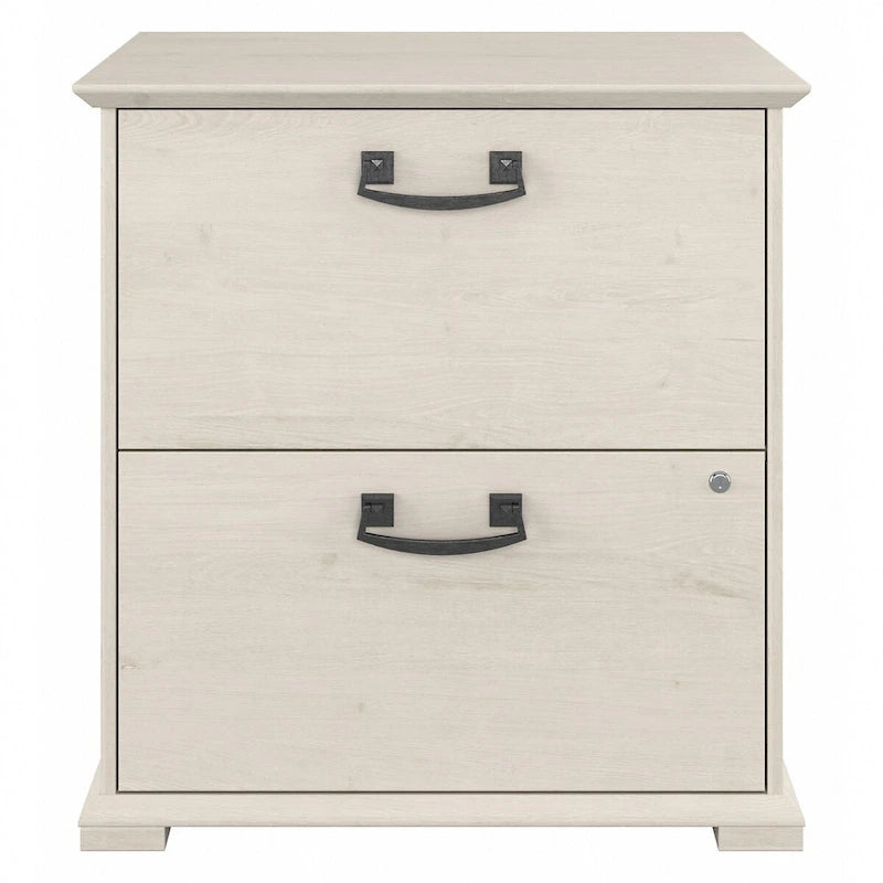 Farmhouse Two Drawer Lateral File Cabinet with Lock Silver Hardware