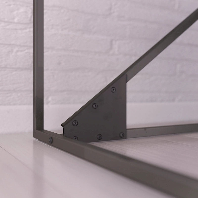 Industrial Rectangular Office Desk with Weathered Top and Steel Frame
